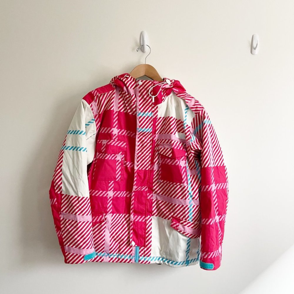 Kid's Girl DC Skate Pink Plaid Snow Full Zip Jacket